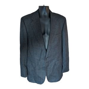 Chaps Ralph Lauren Men's Size 42 Virgin Wool Charcoal Glen Plaid Blazer Jacket